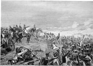 NAPOLÉON 1er -:LE COMBAT de GOLDBERG (Złotoryja en Pologne - 1813) - Gravure 19e - Imagen 1 de 2