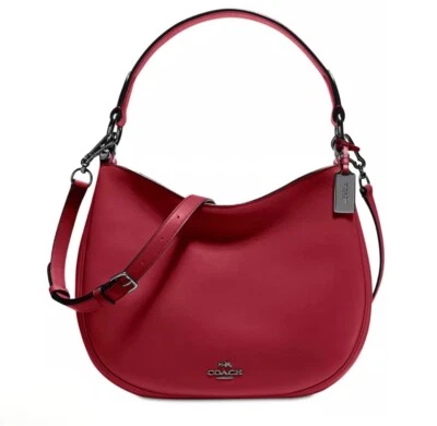 Bandolera/hobo Coach 54446 Nomad forrada de cuero curtido rojo cereza nueva con etiquetas Foto 1 de 4