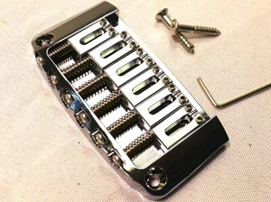 Puente de guitarra fijo de cola dura de latón para espaciado de cuerdas de 2-1/16"" cromado - Imagen 1 de 8
