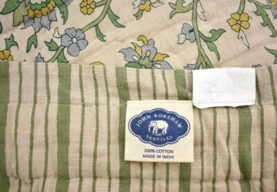 JOHN ROBSHAW TIYA PERIWINKLE BLUE VIOLETS KING QUILT SAGE GREEN MARIGOLD FLOWER - Image 1 of 4