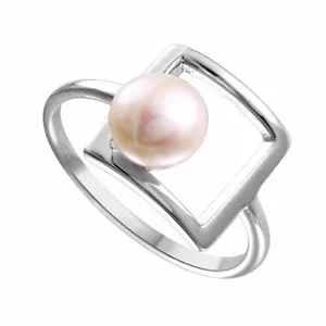 ANILLO PLATA ESTERLINA 925 DAMAS CUADRADO ABIERTO CON PERLA / TALLA 5 A 9 DISPONIBLE - Imagen 1 de 3