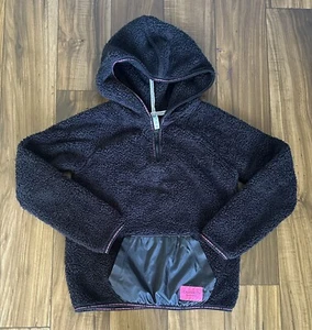 Girls Size M-10/12 Calvin Klein Fleece Lined 1/4 Zip Pullover Hoodie Black Soft - Picture 1 of 7