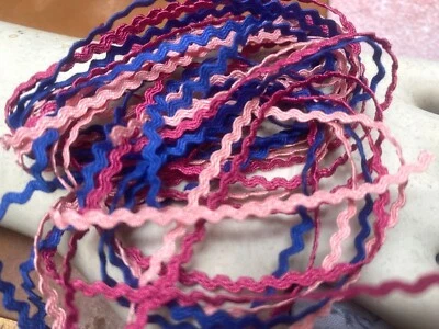 mini 1/8" ricrac trim ric rac 3yds made in France magenta pink royal - Image 1 of 3