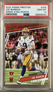 JOE BURROW RC 2020 PANINI PRESTIGE GREEN XTRA POINTS 258 GEM MT PSA 10 BENGALS - Picture 1 of 2