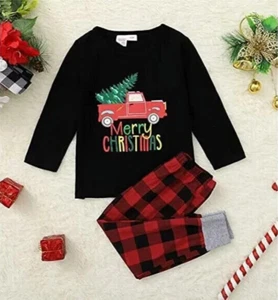 NEW Christmas Black Top and Plaid Pants Pajamas Set SZ Med - Picture 1 of 7