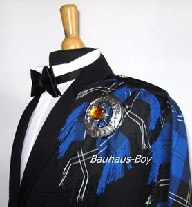 FLY PLAID TARTAN RAMSAY MODERN BLUE MADE IN SCOTLAND KILT HIGHLAND MENS WEAR NEW - Picture 1 of 4