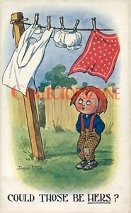 Donald McGill Comic humour Card Washing line joseph Asher no a440 posted 1915 - Picture 1 of 2