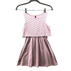 Garnet Hill Kids Girls M (6-7) Dress Sleeveless Cotton Mauve Crochet Summer - Picture 1 of 8