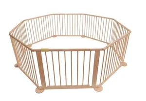 PARC BEBE OCTOGONAL MODULABLE EN BOIS 7.20M, 8 PANNEAUX DE 70X90CM - Photo 1/3