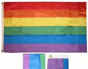 3x5 Embroidered Gay Lesbian Rainbow LGBT Pride Sewn Stripes Nylon Flag grommets - Picture 1 of 4