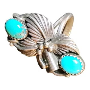Vintage Native American STERLING SILVER Turquoise Ring Size 9 - Picture 1 of 8