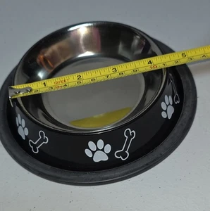 Living Concrete Stainless Steel Small/Mini Dog Bowl Non-Slip Bottom 8 oz Black - Picture 1 of 2