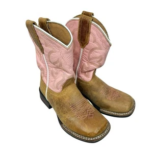 ROPER Little Kids Boots Girls Size 11 Pink Tan Leather Stitching Cowgirl Western - Picture 1 of 8