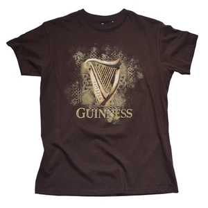 Guinness Men's T-shirt Brown Crew Neck Harp Logo Pullover Style 100% Cotton - Picture 1 of 2