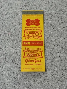 Wongs American Chinese Restaurant Portland Oregon Vintage Matchbook Cubierta 334 - Imagen 1 de 1