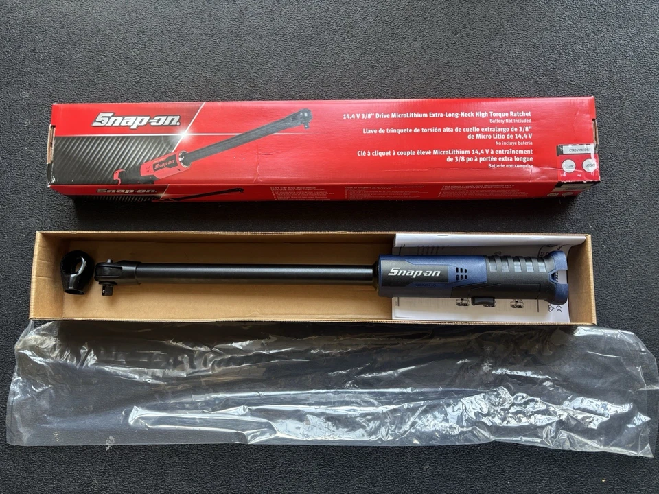 snap-on tools 3/8" drive 14.4v extra long neck high torque ratchet CTR869