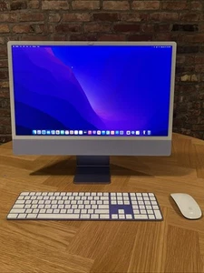 24" APPLE iMAC M1 4.5K RETINA 500GB SSD 16GB RAM 8-CORE 8-CORE GPU PURPLE - Picture 1 of 4