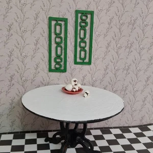 1:12 Scale Miniature Mid Century Modern Wall Art Set Of 2 Wood Plaques Dollhouse - Picture 1 of 3