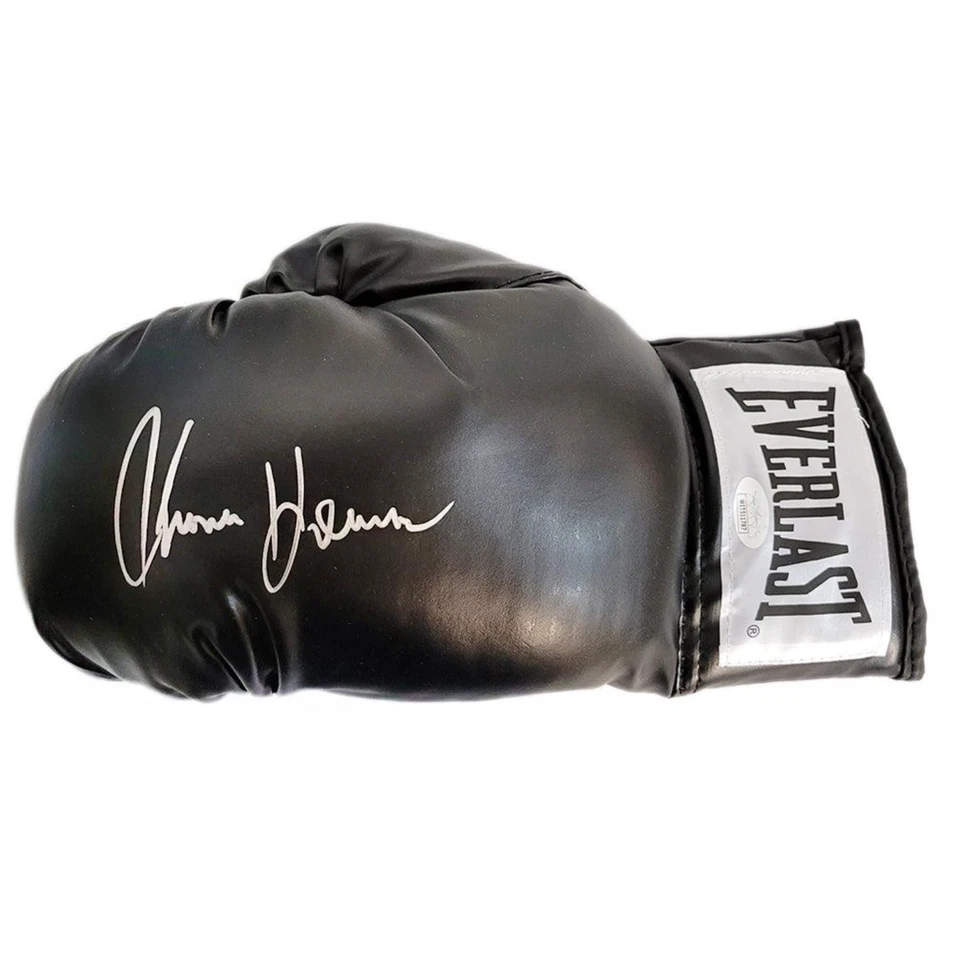 Autographed/Signed Thomas Hitman Hearns Black Everlast Boxing Glove JSA COA Auto - Image 1 of 2