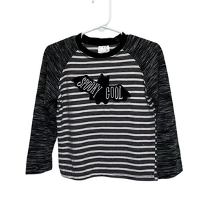 Halloween Bat Spooky Cool Striped Top Kids Size Small 6 Raglan Long Sleeve - Picture 1 of 5