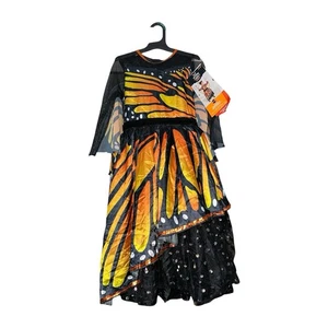 Kleinkind Monarch Schmetterling Kostüm 4-5T Kleid & Kopfschmuck NEU Halloween Flügel - Bild 1 von 6