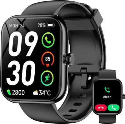 BOOOMIC Smart Watch Alexa Built-in 1.83" HD Fitness Tracker Calls IP68 Android iOS Black