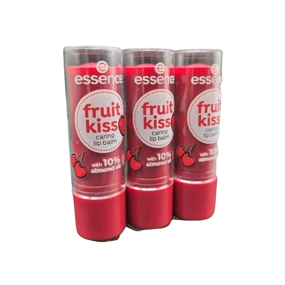 3×essence Fruit Kiss Caring Lip Balm mit Mandelöl 02 Cherry Love 3 x 4,8g NEU - Bild 1 von 1