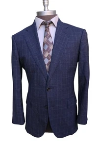 J. Crew Ludlow Classic Four Season Wool Blue Gray Check Two Button Blazer 42R - Picture 1 of 9
