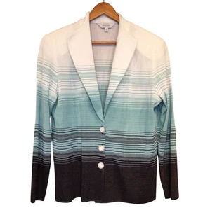 Misook Mujer 1X Cárdigan Ombré Rayas Suéter Blazer Chaqueta Elegante Metálico - Imagen 1 de 10