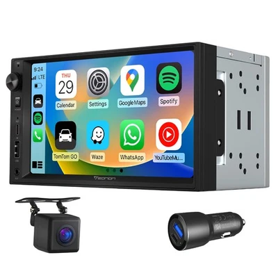 Double DIN CarPlay Android Auto 7" QLED Car Stereo Radio Bluetooth Head Unit DSP - Image 1 of 4