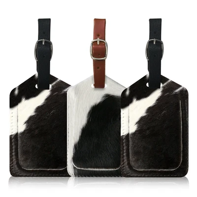 Багажная бирка из натуральной коровьей кожи (упаковка из 3) для багажных бирок дорожная этикетка - Изображение 1 из 4