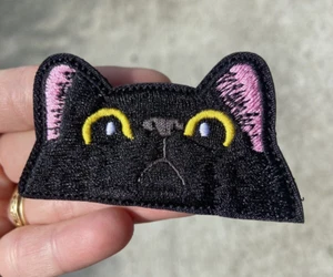 Black Cat Patch - cute cat pussy black pink - Hook & Loop - Picture 1 of 10
