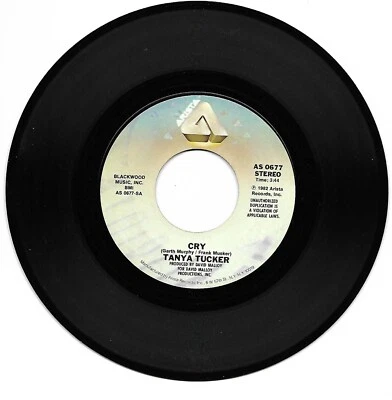 Tanya Tucker, Cry/Feel Right, 45 VG+ 1982 Arista - Image 1 of 2
