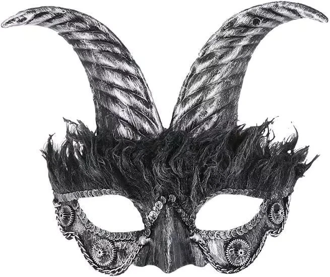Silver Horned Masquerade Mask - Steam Punk Fancy Dress Accessory - Image 1 of 1