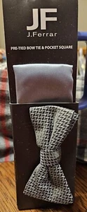 NWT J. Ferrar Bow Tie & Pocket Square Set Black/Silver  (MSRP $40) - Picture 1 of 7