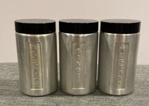 Vintage Steelmasters Alpine Aluminium Gewürzstreuer, 3er Set, mit schwarzen Deckeln - Bild 1 von 9