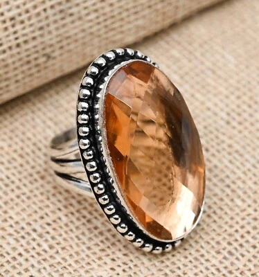 Morganite Gemstone Handmade 925 Sterling Silver Jewelry Ring Gift For Wife - Image 1 of 4