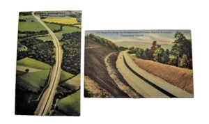 2 Old PA Turnpike Postcards Color Photo Printed Linen Unposted Divided Back - Picture 1 of 2