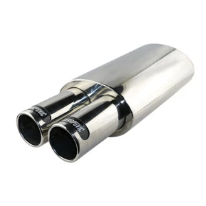 2.5'' ID Dual 3'' OD Sport Sound Muffler Dual Outlet Tips Exhaust Tip Resonator - Picture 1 of 6