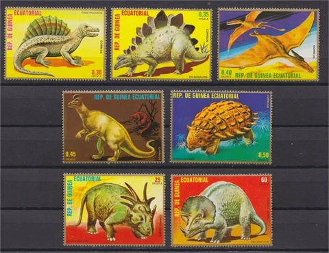 Equatorial Guinea #Mi1352-Mi1358 MNH Dinosaurs Dimetrodontus Stegosaurus Cover