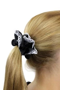 Fascia Capelli Tessuto Scrunchy Magd/Gothic Lolita Elastica Nero + Pizzo Bianco Z020 - Foto 1 di 2
