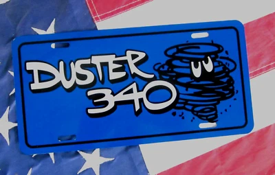 Blue Plymouth DUSTER 340 license plate car tag 1970 1971 1972 1973 Mopar Muscle - Image 1 of 2