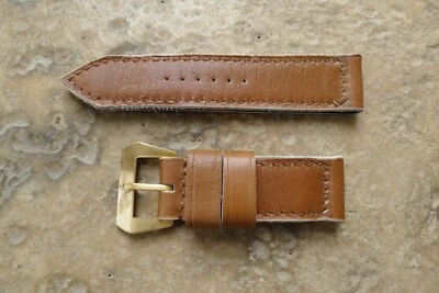 CORRIGIA CORREA DE CUERO VINTAGE 26MM PANERAI DIVE VDB DIVER HEBILLA DE BRONCE BRONCE BRONCE Foto 1 de 3