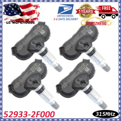 4x NEW TPMS Tire Pressure Monitor Sensor NEW 52933-2F000 315Mhz For Hyundai Kia - Imagem 1 de 4