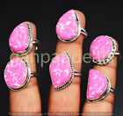 Pink Larimar Gemstone Rings 100pcs Wholesale Lot 925 Silver Plated Jewelry