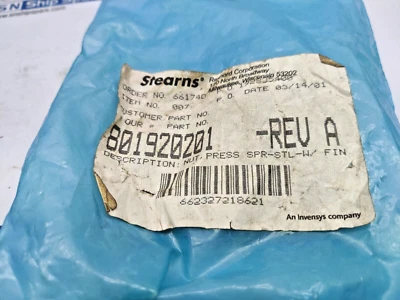 Stearns 801920201 Nut Press SPR-STL-W Rev.A - Image 1 of 4