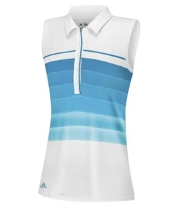 Adidas Girls Puremotion Gradient 3-Stripes Sleeveless Polos White/Blue Sz M $55 - Picture 1 of 2