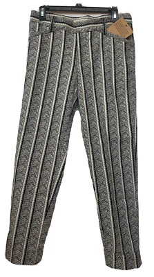 Calça chino feminina Rachel Roy 6 listrada preta/branca 77% algodão elástica - Imagem 1 de 4