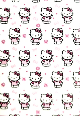 Hello Kitty, Fiocco Rosa, Bianco Poliestere Morbido Peluche Coperta Jete Coperta - Immagine 1 di 4