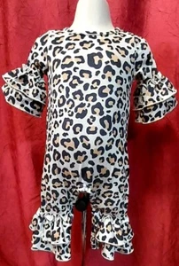 Clover Cottage Baby Boutique Animal Print Ruffled Romper Size 6-12M - Picture 1 of 3